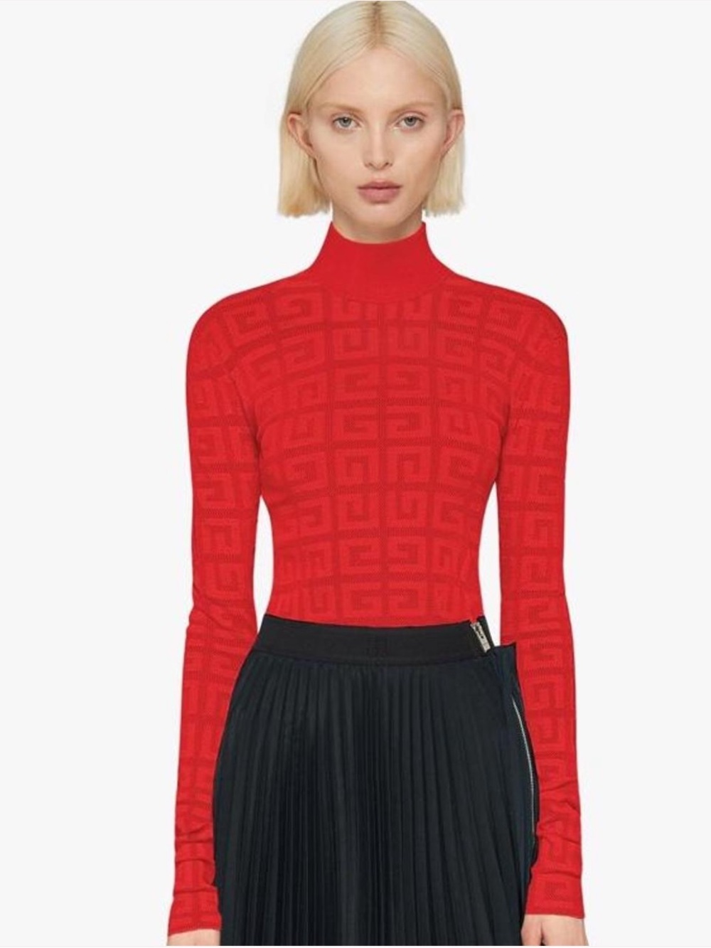 Givenchy Red 4G Logo Sheer Knit Turtleneck Sweater NWT Size Small